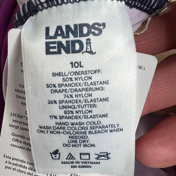 NWT Lands' End Womens Wrap Front One Piece Swimsuit Sz 10L Pink Ombre Slimming - Picture 8 of 9